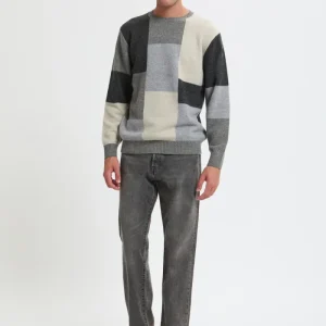 Maglione girocollo Intarsia con pattern nero