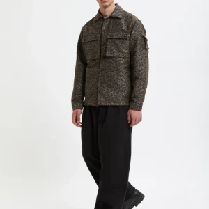 Giacca Shirt Militare in Jacquard Camouflage