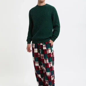 Pantaloni in Flanella Indiana con pieghe e vestibilità Rilassata