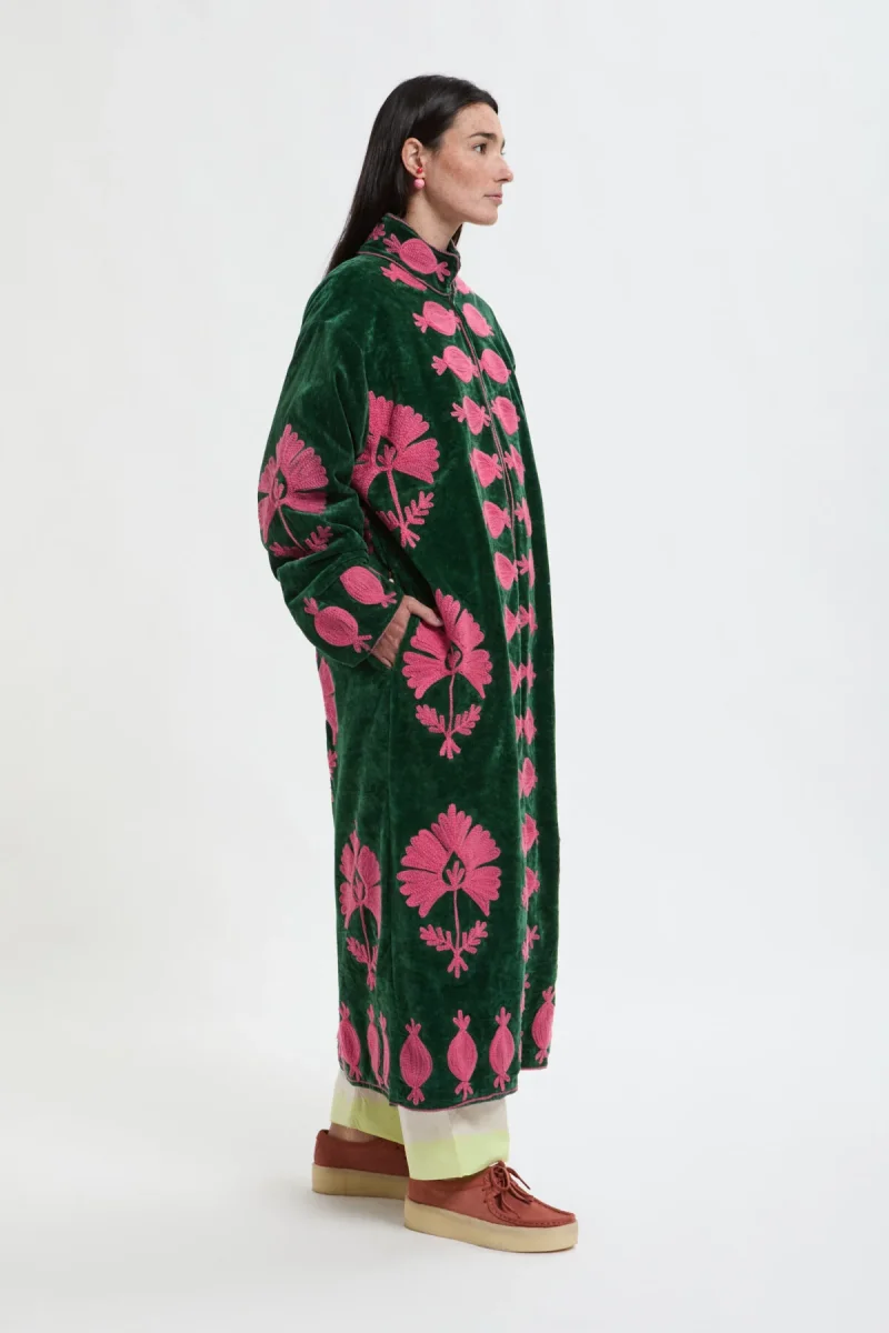 Giacca lunga in velluto ricamato - immagine 3