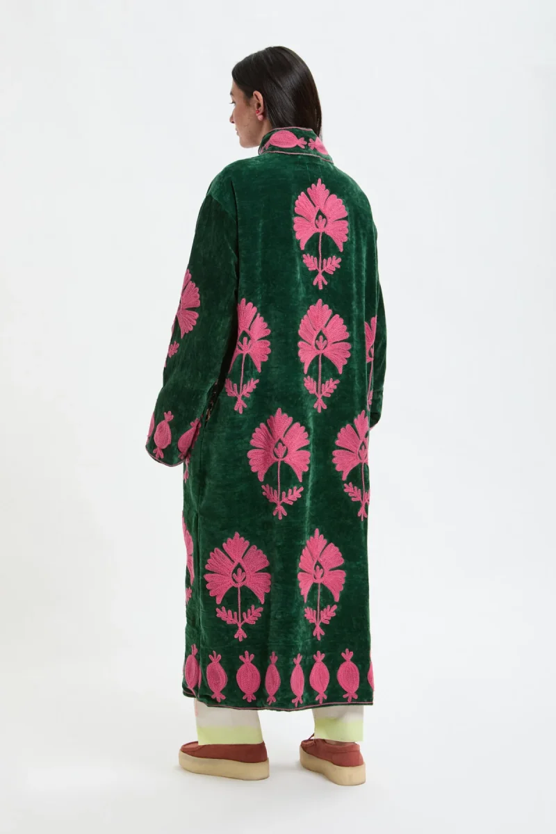 Giacca lunga in velluto ricamato - immagine 4