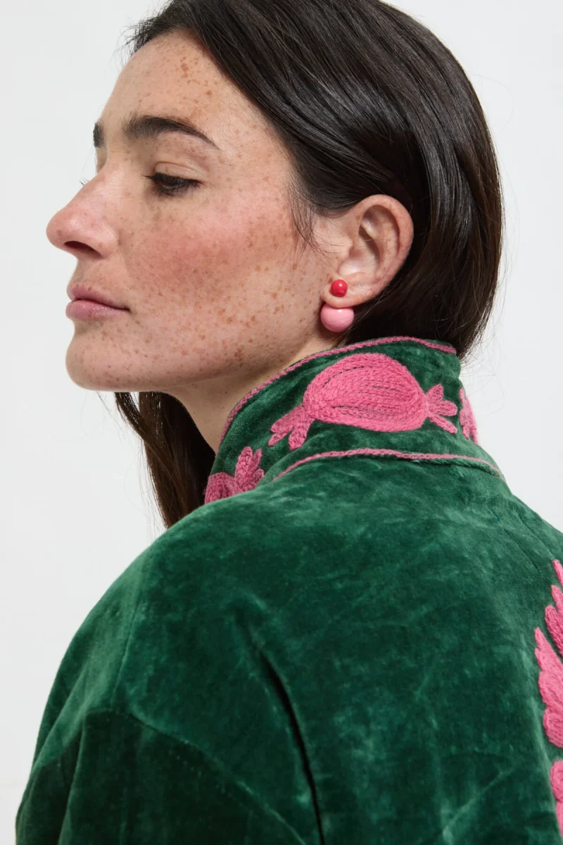 Giacca lunga in velluto ricamato - immagine 5