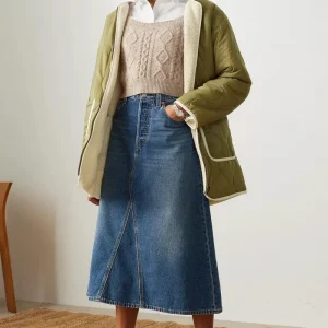 Gonna "A" in Denim a vita alta