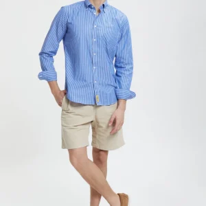 Camicia Bradford a righe in misto lino