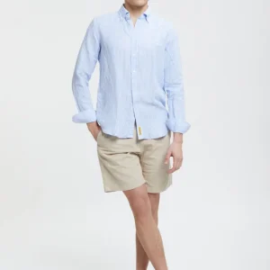 Camicia Bradford a righe in misto lino