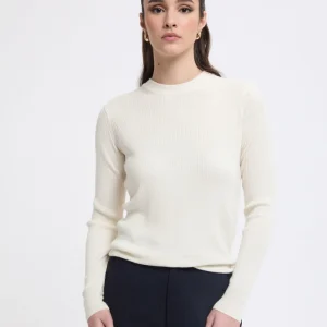 Maglione a coste a scollo rotondo