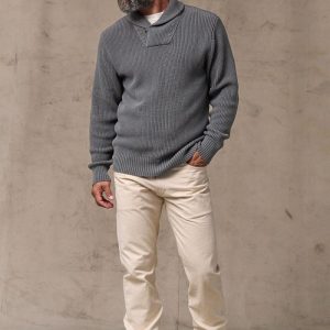 VINTAGE COTTON SHAWL NECK SWEATER