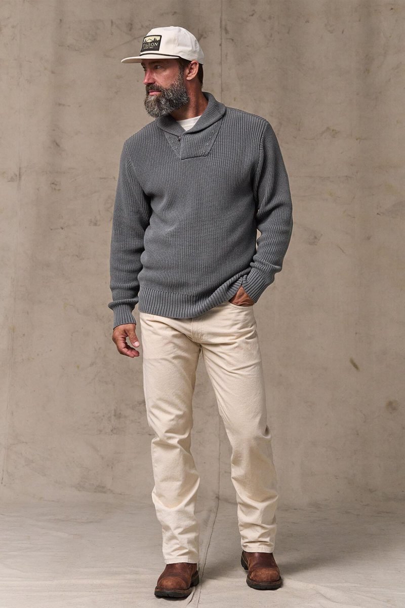 VINTAGE COTTON SHAWL NECK SWEATER