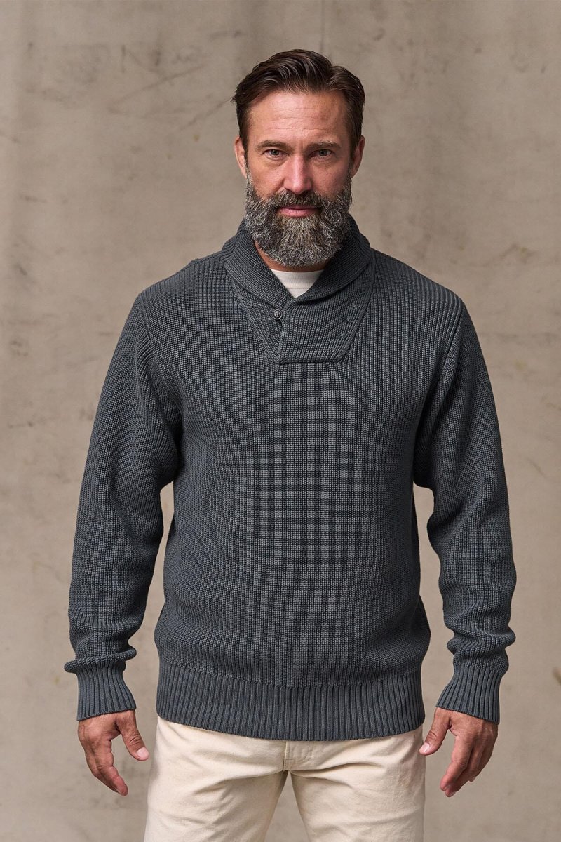 VINTAGE COTTON SHAWL NECK SWEATER - immagine 3