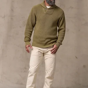 VINTAGE COTTON SHAWL NECK SWEATER