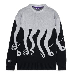 Pullover Octopus Original Jumper Tentacoli Grigio Uomo