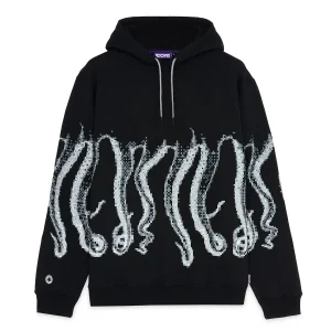 Felpa Cappuccio Octopus Censored Outline Hoodie Nero Uomo