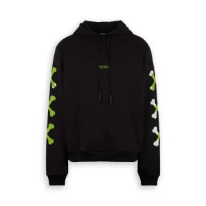 Felpa Cappuccio Phobia Logo Ossa Nero