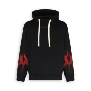 Felpa Vos Nera Con Fiamme Rosse
