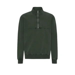 Colorful Stabdard Felpa Zip A 3/4 Cotone Organico Verde Foresta