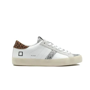D.A.T.E. Hill Low Donna Shiny White Leopard