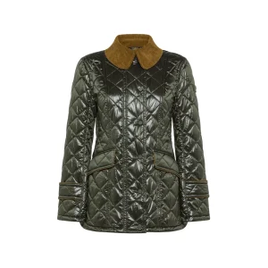 Peuterey Piumgiacca Delft Trapuntata Collo Velluto Verde Donna