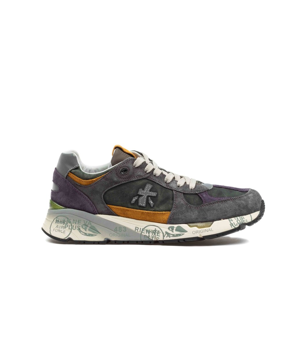 Premiata Mase 7868 Pelle E Canvas Cerato Vintage Verde Marrone - immagine 2