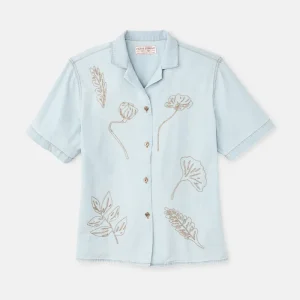 WOMEN’S SHORT SLEEVE EMBROIDERED CAMP SHIRT