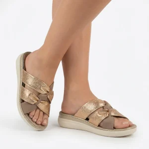 Ciabatte da donna con doppia fascia effetto nodo e plantare estraibile - Art. 400