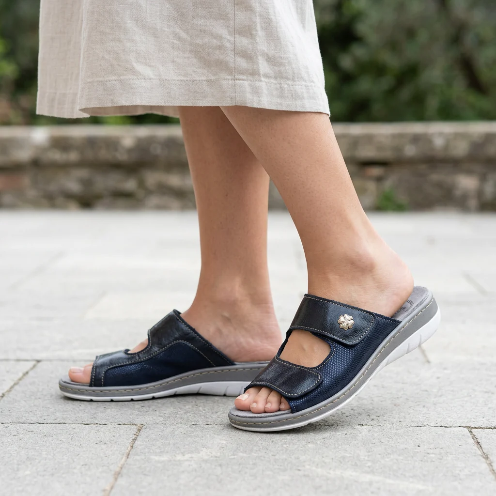 Ciabatte da donna con doppia fascia con velcro e plantare estraibile - Art. 311 - immagine 2