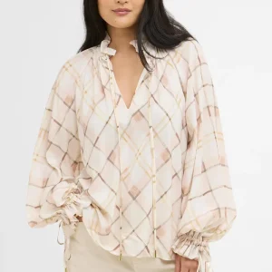 Blusa Asker a quadri con dettagli arricciati