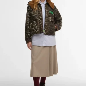 Giacca a vento cerata con stampa leopardata Barbour x GANNI