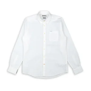 Barbour Camicia Lino Botton Down Bianco