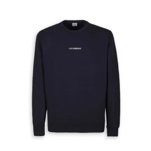 Felpa Girocollo C.P. Company Logo Blu Uomo