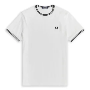 T-Shirt Fred Perry Twin Tipped Righe Bianco Uomo