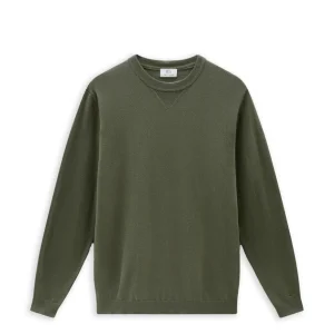 Maglia Woolrich Logo Crewneck Verde Oliva Uomo