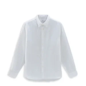 Camicia Woolrich  Lino Linen Shirt Bianco Uomo