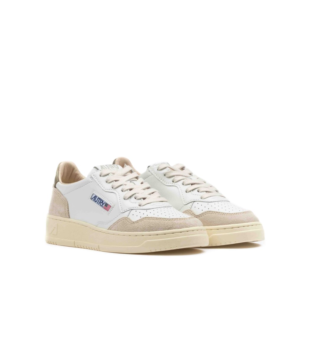 Autry Medalist Low Pelle Suede Bianco Verde Donna - immagine 3