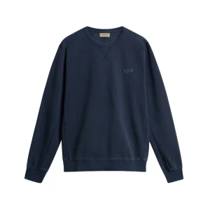 Felpa Girocollo In Puro Cotone Leggero Blu