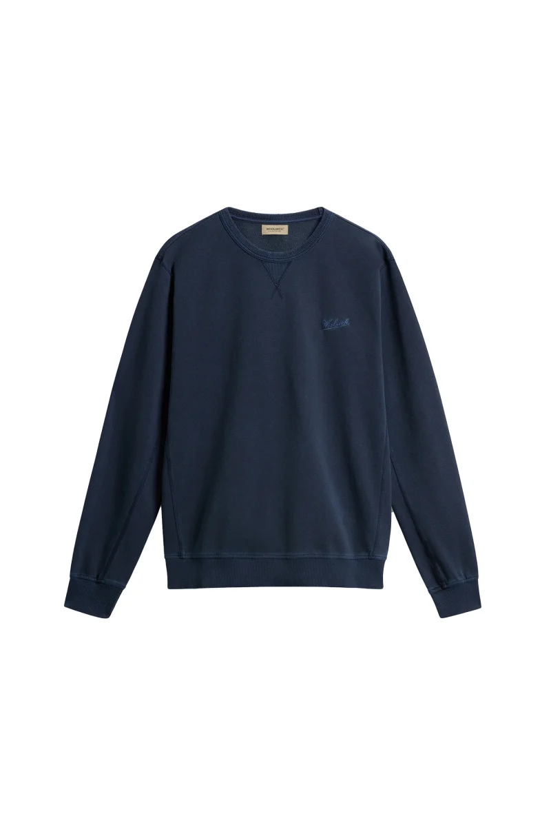 Felpa Girocollo In Puro Cotone Leggero Blu - immagine 2