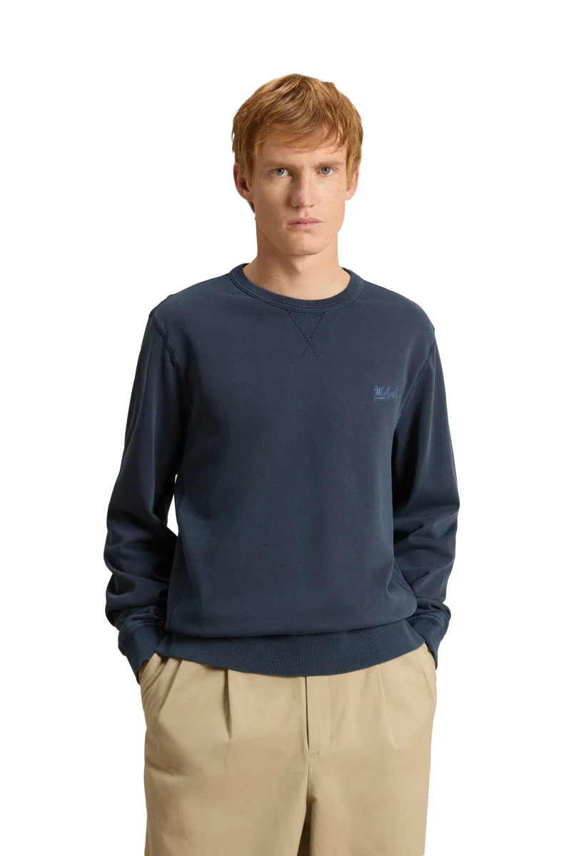 Felpa Girocollo In Puro Cotone Leggero Blu - immagine 3