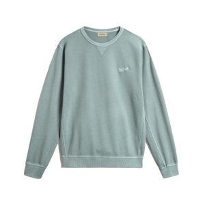 Felpa Girocollo In Puro Cotone Leggero Tinto In Capo Verde.