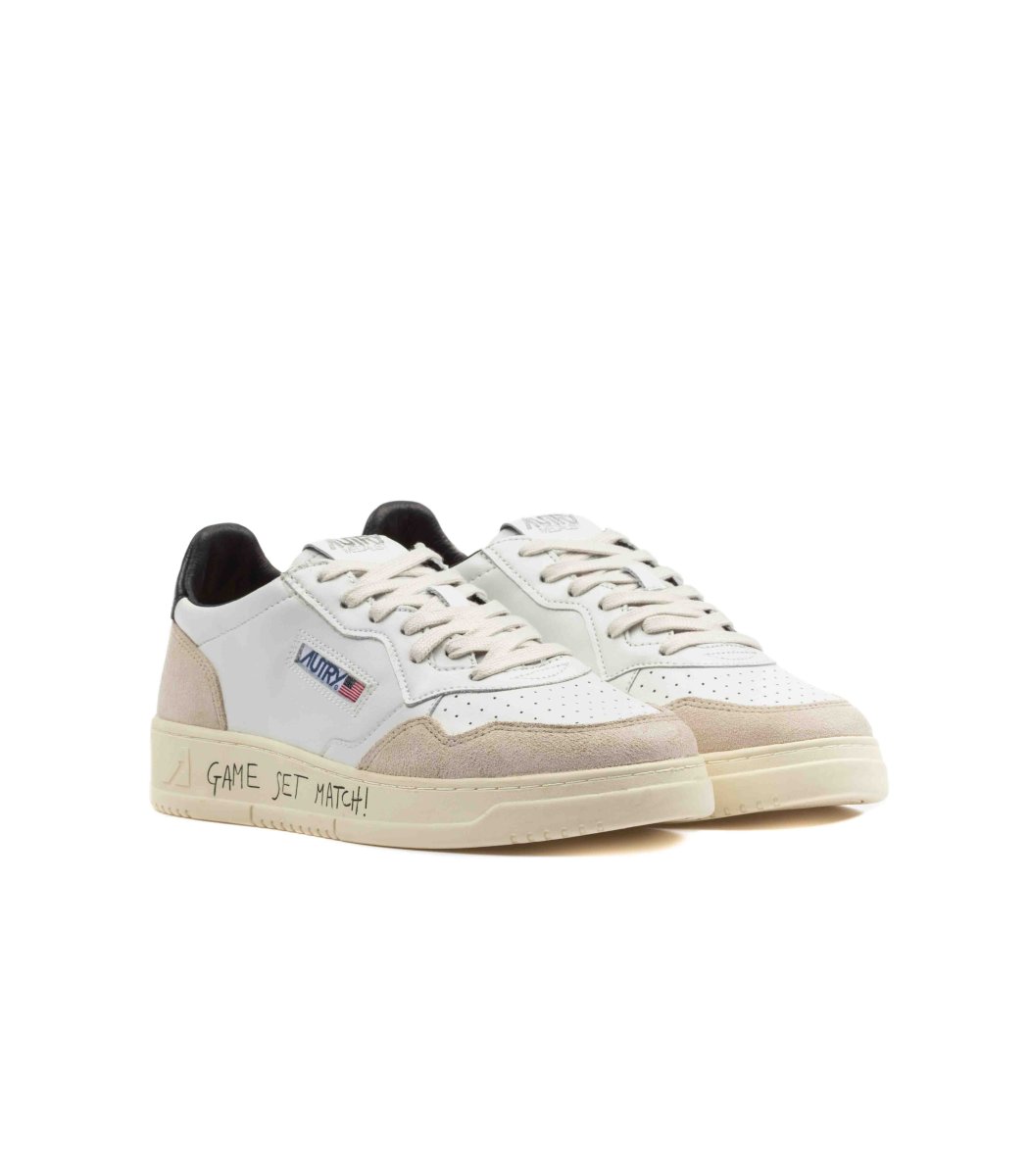 Autry Medalist Low Match Suede Bianco Nero Uomo - immagine 3