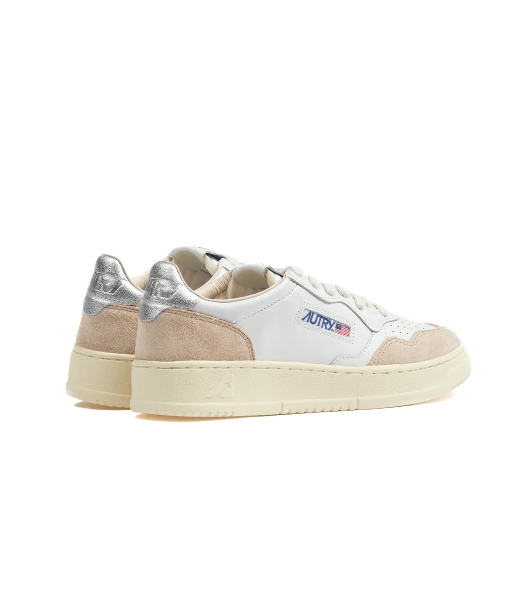 Autry Medalist Low Pelle E Suede Bainco Argento Donna - immagine 4