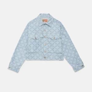 Giacca in Denim Chiaro Con Stampa