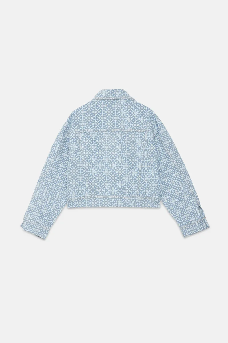 Giacca in Denim Chiaro Con Stampa - immagine 3